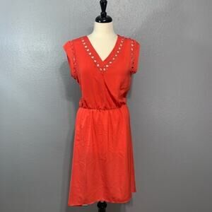 Daniel Rainn Melon Lattice Cutout High Low Dress M